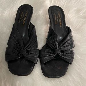 Black Leather Kitten Heel